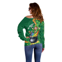 St Patrick's Day Hawaii Off Shoulder Sweater Hauoli Maoli Funny Shaka Leprechaun LT14 - Polynesian Pride