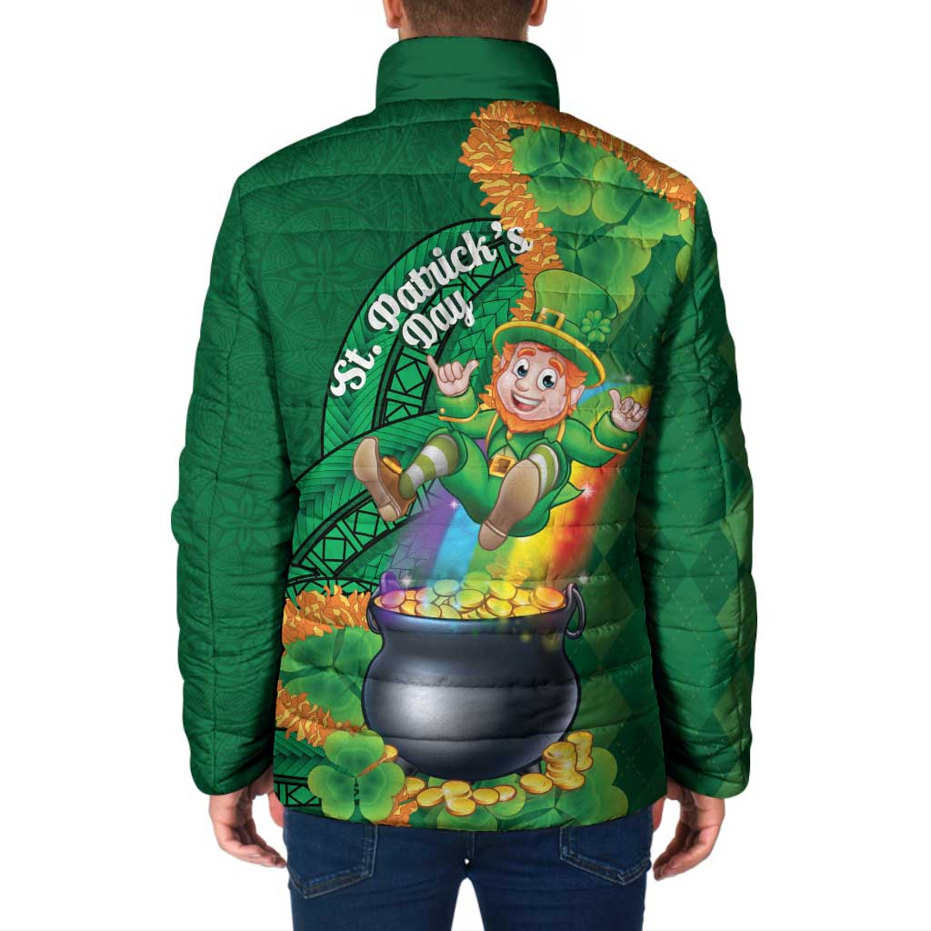 St Patrick's Day Hawaii Padded Jacket Hauoli Maoli Funny Shaka Leprechaun LT14 - Polynesian Pride