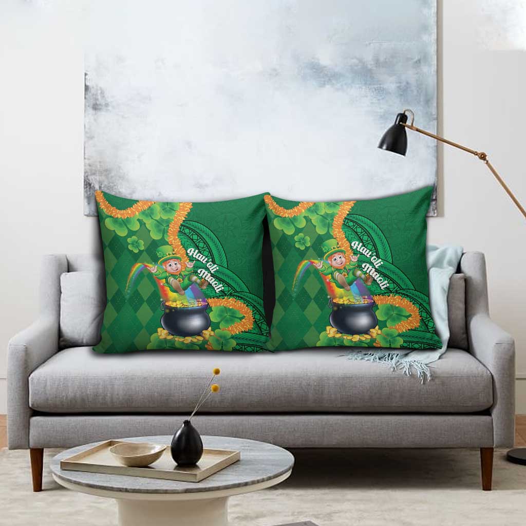 St Patrick's Day Hawaii Pillow Cover Hauoli Maoli Funny Shaka Leprechaun