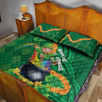 St Patrick's Day Hawaii Quilt Bed Set Hauoli Maoli Funny Shaka Leprechaun