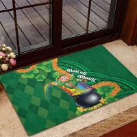 St Patrick's Day Hawaii Rubber Doormat Hauoli Maoli Funny Shaka Leprechaun LT14 - Polynesian Pride