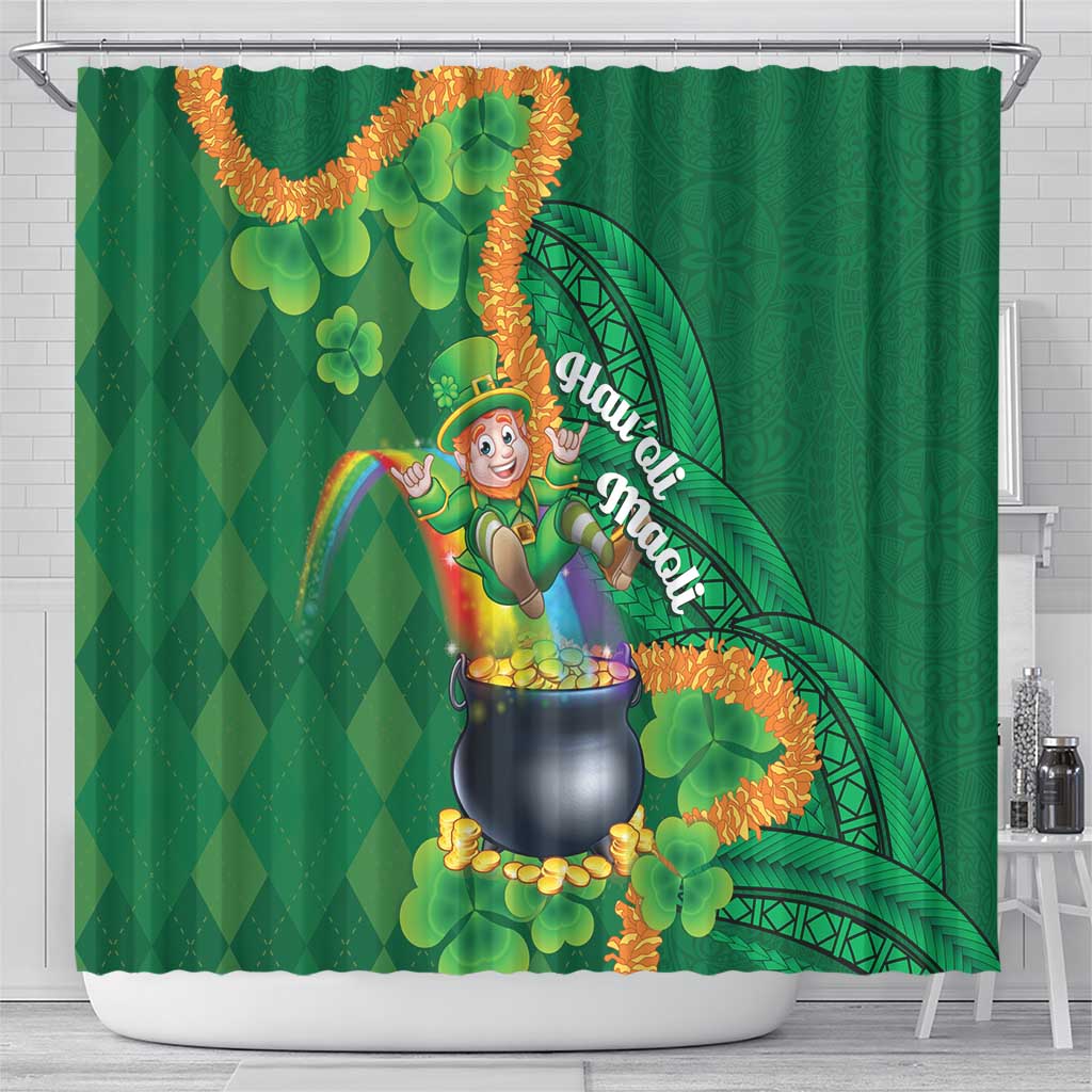 St Patrick's Day Hawaii Shower Curtain Hauoli Maoli Funny Shaka Leprechaun LT14 - Polynesian Pride