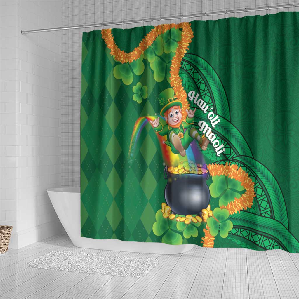 St Patrick's Day Hawaii Shower Curtain Hauoli Maoli Funny Shaka Leprechaun LT14 - Polynesian Pride