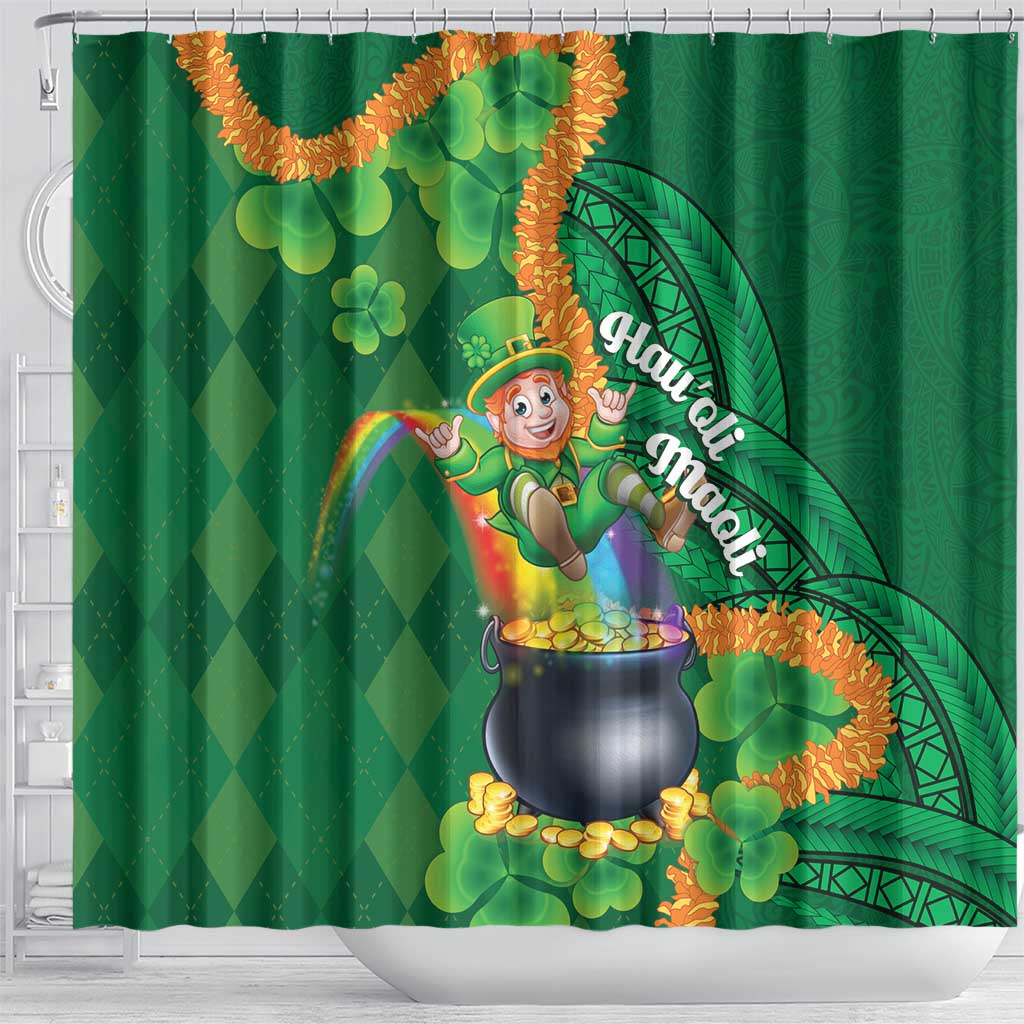 St Patrick's Day Hawaii Shower Curtain Hauoli Maoli Funny Shaka Leprechaun LT14 - Polynesian Pride