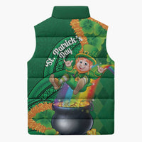 St Patrick's Day Hawaii Sleeveless Puffer Jacket Hauoli Maoli Funny Shaka Leprechaun LT14 - Polynesian Pride