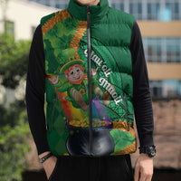 St Patrick's Day Hawaii Sleeveless Puffer Jacket Hauoli Maoli Funny Shaka Leprechaun LT14 - Polynesian Pride