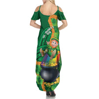 St Patrick's Day Hawaii Summer Maxi Dress Hauoli Maoli Funny Shaka Leprechaun LT14 - Polynesian Pride