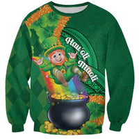 St Patrick's Day Hawaii Sweatshirt Hauoli Maoli Funny Shaka Leprechaun LT14 Unisex Green - Polynesian Pride