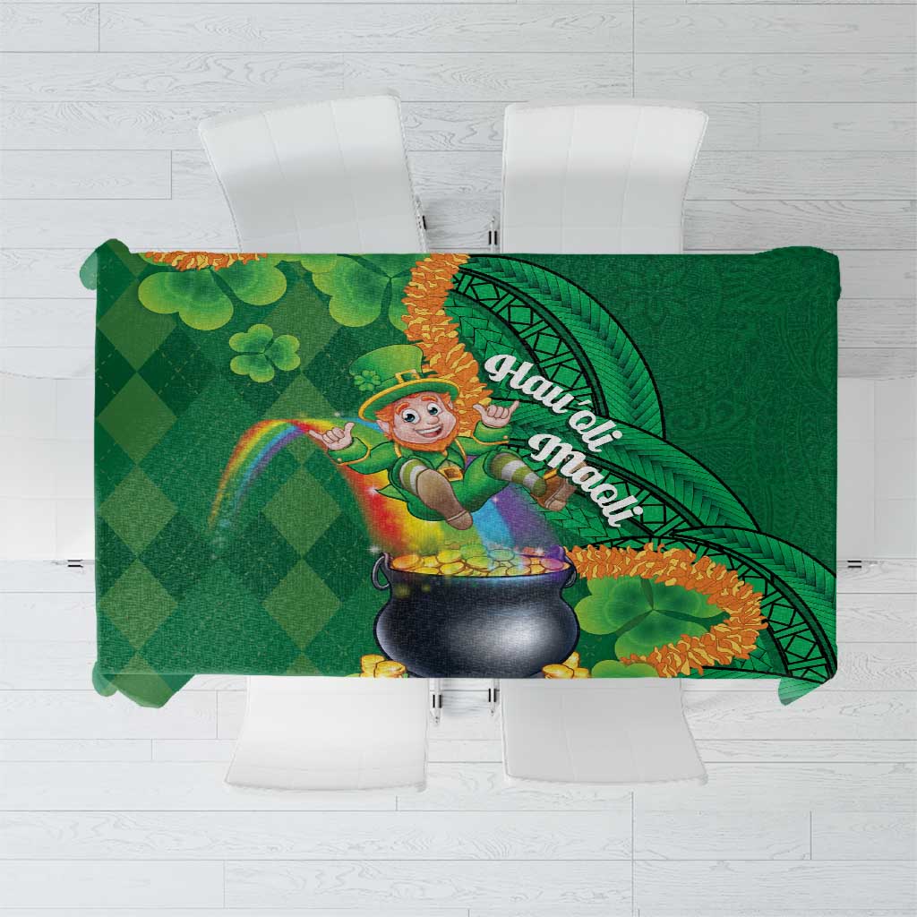 St Patrick's Day Hawaii Tablecloth Hauoli Maoli Funny Shaka Leprechaun LT14 Green - Polynesian Pride