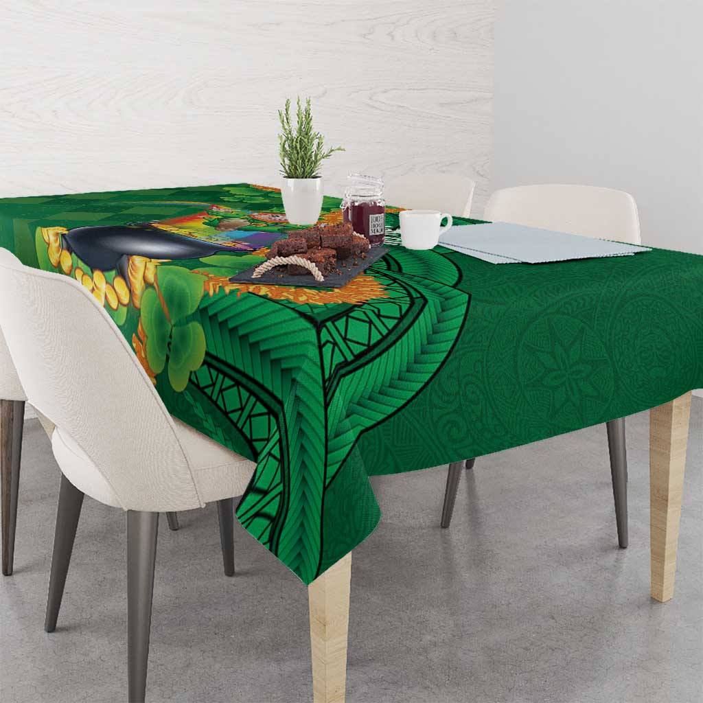 St Patrick's Day Hawaii Tablecloth Hauoli Maoli Funny Shaka Leprechaun LT14 - Polynesian Pride