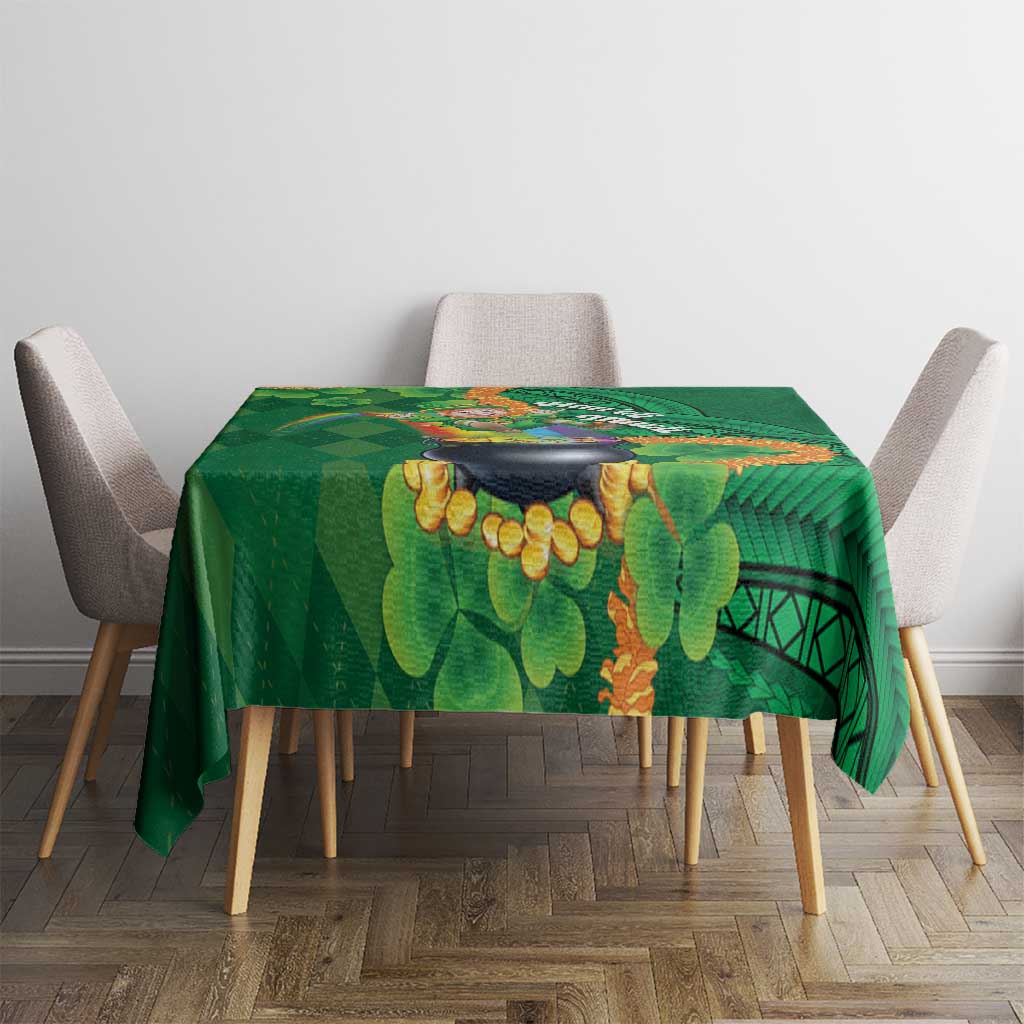 St Patrick's Day Hawaii Tablecloth Hauoli Maoli Funny Shaka Leprechaun LT14 - Polynesian Pride
