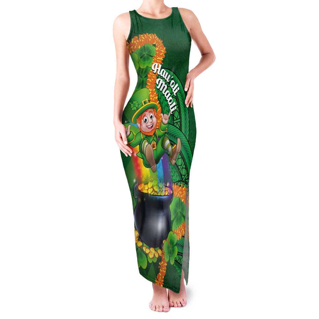 St Patrick's Day Hawaii Tank Maxi Dress Hauoli Maoli Funny Shaka Leprechaun LT14 Women Green - Polynesian Pride