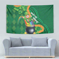 St Patrick's Day Hawaii Tapestry Hauoli Maoli Funny Shaka Leprechaun