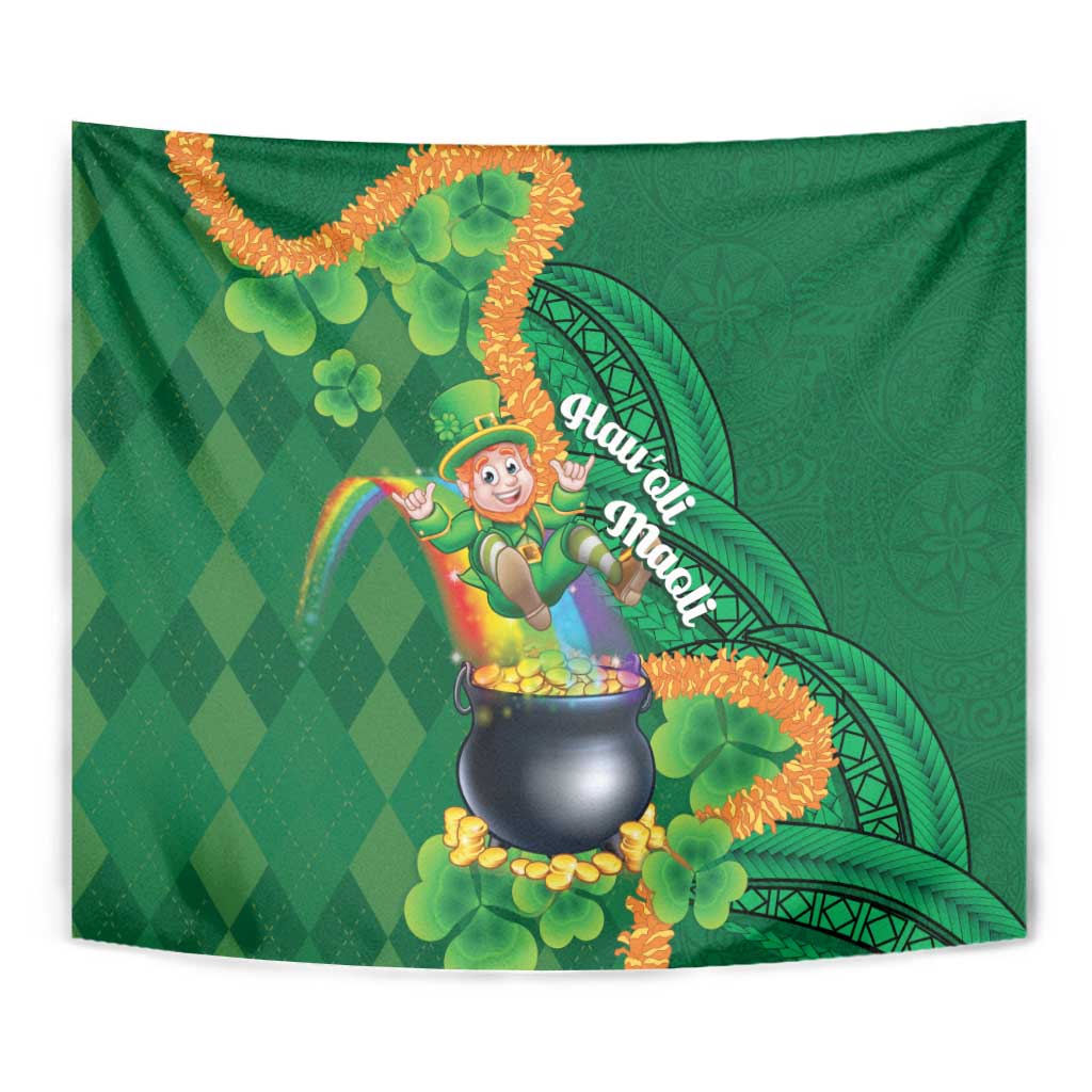 St Patrick's Day Hawaii Tapestry Hauoli Maoli Funny Shaka Leprechaun