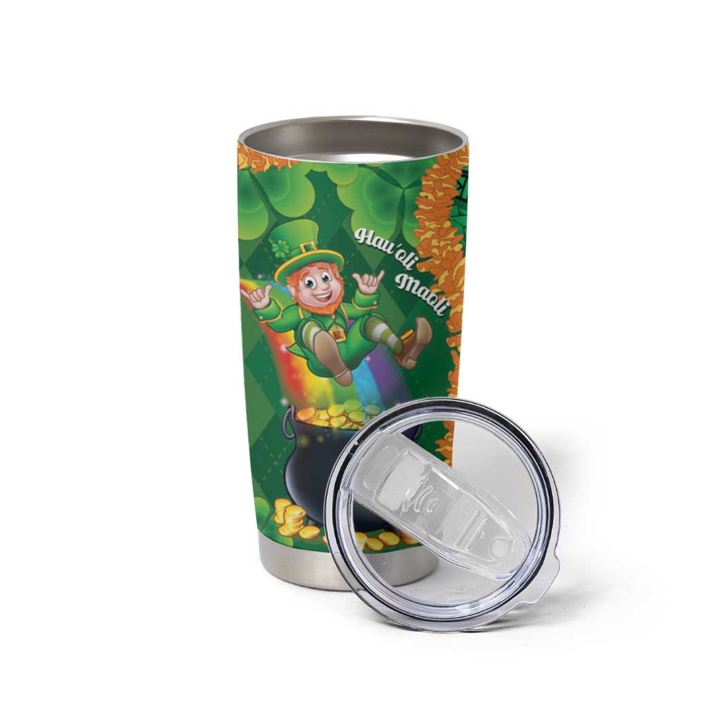 St Patrick's Day Hawaii Tumbler Cup Hauoli Maoli Funny Shaka Leprechaun LT14 - Polynesian Pride