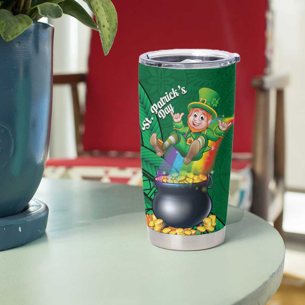 St Patrick's Day Hawaii Tumbler Cup Hauoli Maoli Funny Shaka Leprechaun LT14 - Polynesian Pride