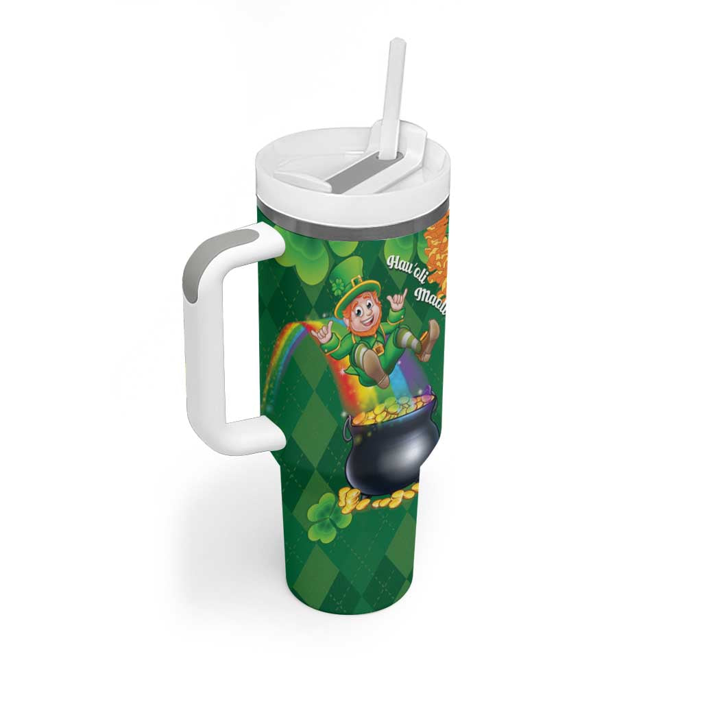 St Patrick's Day Hawaii Tumbler With Handle Hauoli Maoli Funny Shaka Leprechaun LT14 - Polynesian Pride