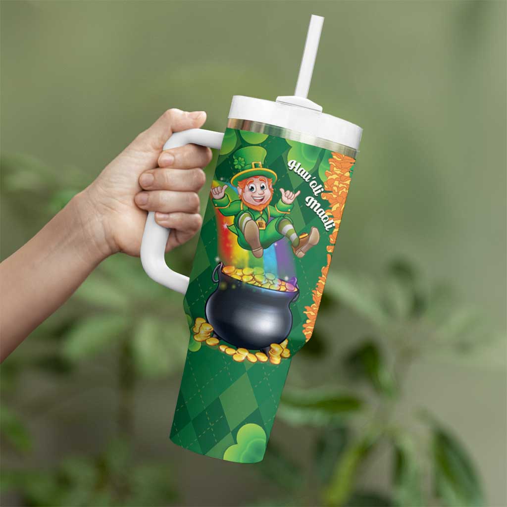 St Patrick's Day Hawaii Tumbler With Handle Hauoli Maoli Funny Shaka Leprechaun LT14 - Polynesian Pride