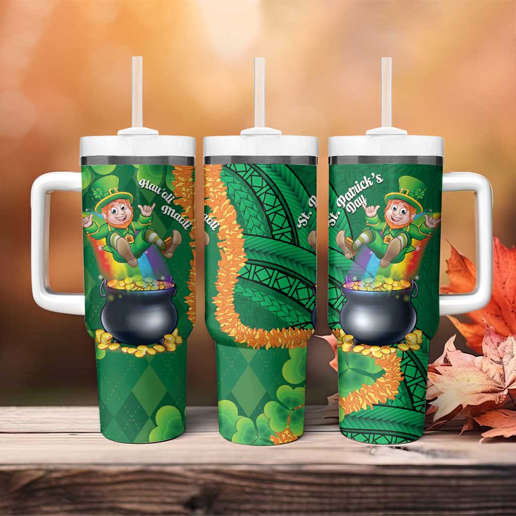 St Patrick's Day Hawaii Tumbler With Handle Hauoli Maoli Funny Shaka Leprechaun LT14 - Polynesian Pride