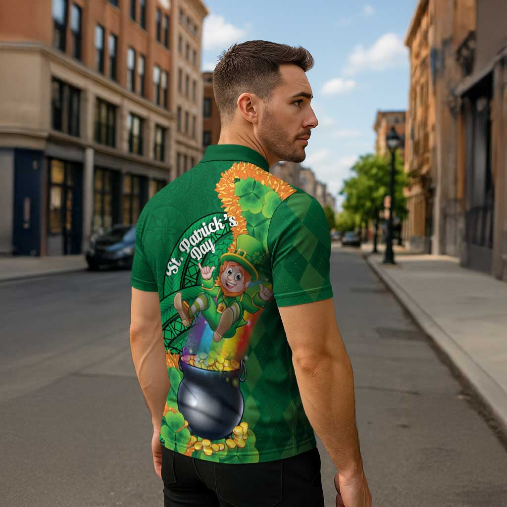 St Patrick's Day Hawaii Zipper Polo Shirt Hauoli Maoli Funny Shaka Leprechaun LT14 - Polynesian Pride