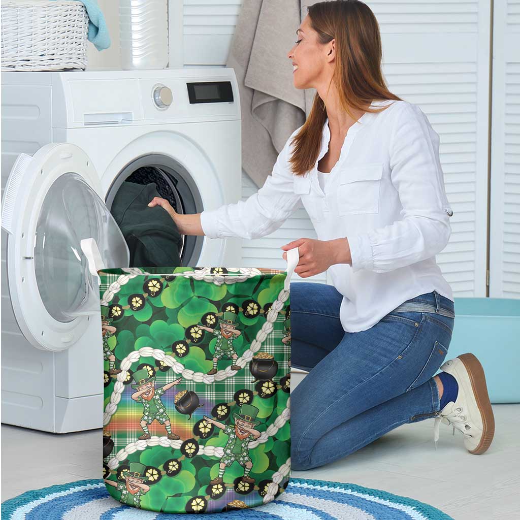 St Patrick's Day Palaka Hawaii Laundry Basket Kukui Nut Pikake Lei Shamrock Dabbing Leprechaun LT14 - Polynesian Pride