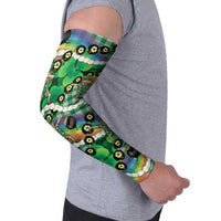 St Patrick's Day Palaka Hawaii Arm Sleeves Kukui Nut Pikake Lei Shamrock Dabbing Leprechaun LT14 - Polynesian Pride