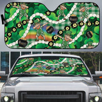 St Patrick's Day Palaka Hawaii Auto Sun Shade Kukui Nut Pikake Lei Shamrock Dabbing Leprechaun LT14 Green - Polynesian Pride