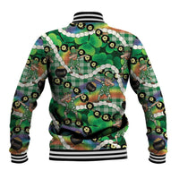 St Patrick's Day Palaka Hawaii Baseball Jacket Kukui Nut Pikake Lei Shamrock Dabbing Leprechaun LT14 - Polynesian Pride