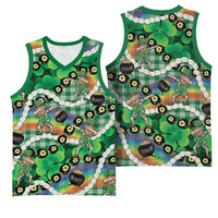 St Patrick's Day Palaka Hawaii Basketball Jersey Kukui Nut Pikake Lei Shamrock Dabbing Leprechaun LT14 - Polynesian Pride