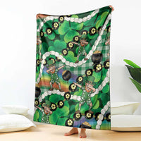 St Patrick's Day Palaka Hawaii Blanket Kukui Nut Pikake Lei Shamrock Dabbing Leprechaun LT14 - Polynesian Pride