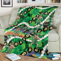 St Patrick's Day Palaka Hawaii Blanket Kukui Nut Pikake Lei Shamrock Dabbing Leprechaun LT14 - Polynesian Pride