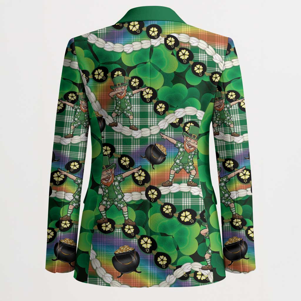 St Patrick's Day Palaka Hawaii Blazer Kukui Nut Pikake Lei Shamrock Dabbing Leprechaun LT14 - Polynesian Pride