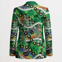 St Patrick's Day Palaka Hawaii Blazer Kukui Nut Pikake Lei Shamrock Dabbing Leprechaun LT14 - Polynesian Pride