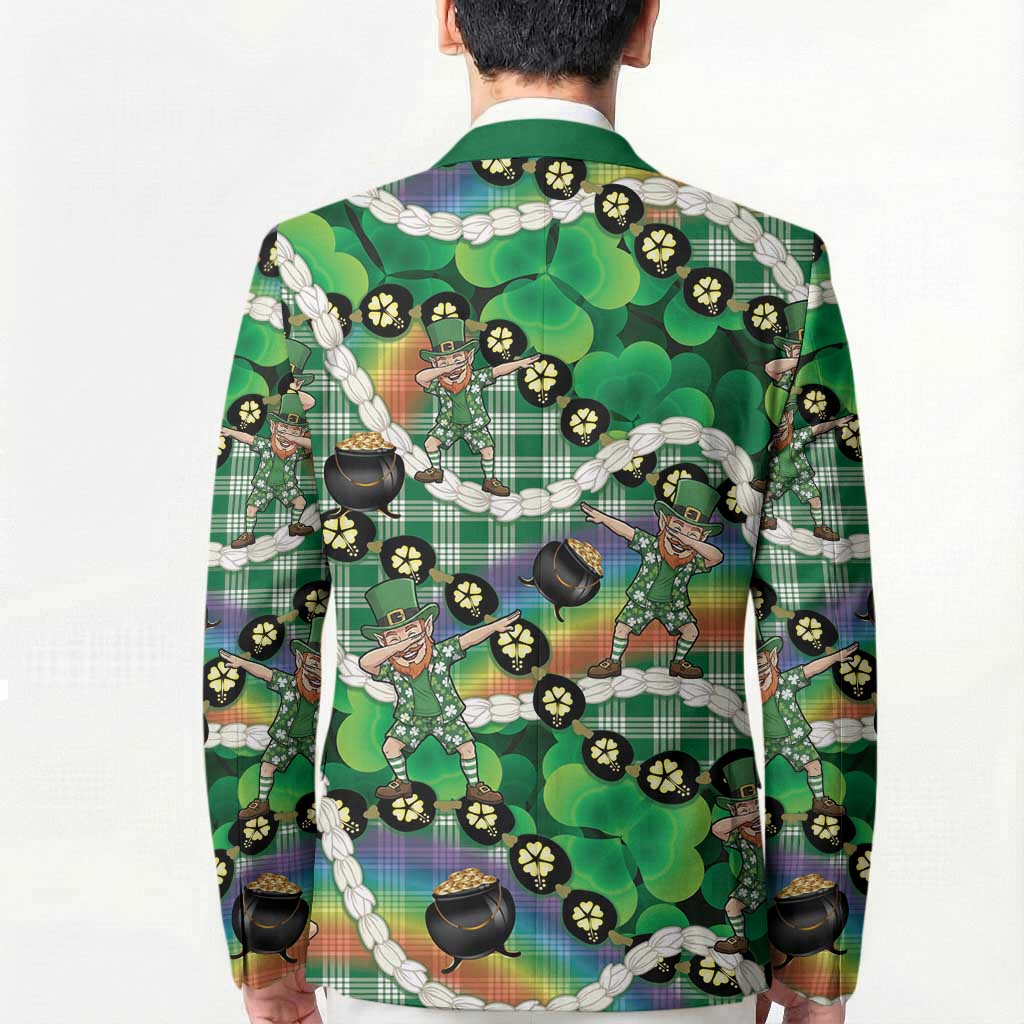 St Patrick's Day Palaka Hawaii Blazer Kukui Nut Pikake Lei Shamrock Dabbing Leprechaun LT14 - Polynesian Pride