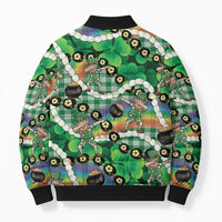 St Patrick's Day Palaka Hawaii Bomber Puffer Jacket Kukui Nut Pikake Lei Shamrock Dabbing Leprechaun LT14 - Polynesian Pride