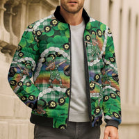 St Patrick's Day Palaka Hawaii Bomber Puffer Jacket Kukui Nut Pikake Lei Shamrock Dabbing Leprechaun LT14 - Polynesian Pride