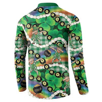 St Patrick's Day Palaka Hawaii Button Sweatshirt Kukui Nut Pikake Lei Shamrock Dabbing Leprechaun LT14 - Polynesian Pride