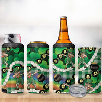 St Patrick's Day Palaka Hawaii 4 in 1 Can Cooler Tumbler Kukui Nut Pikake Lei Shamrock Dabbing Leprechaun LT14 - Polynesian Pride