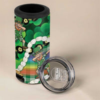 St Patrick's Day Palaka Hawaii 4 in 1 Can Cooler Tumbler Kukui Nut Pikake Lei Shamrock Dabbing Leprechaun LT14 - Polynesian Pride