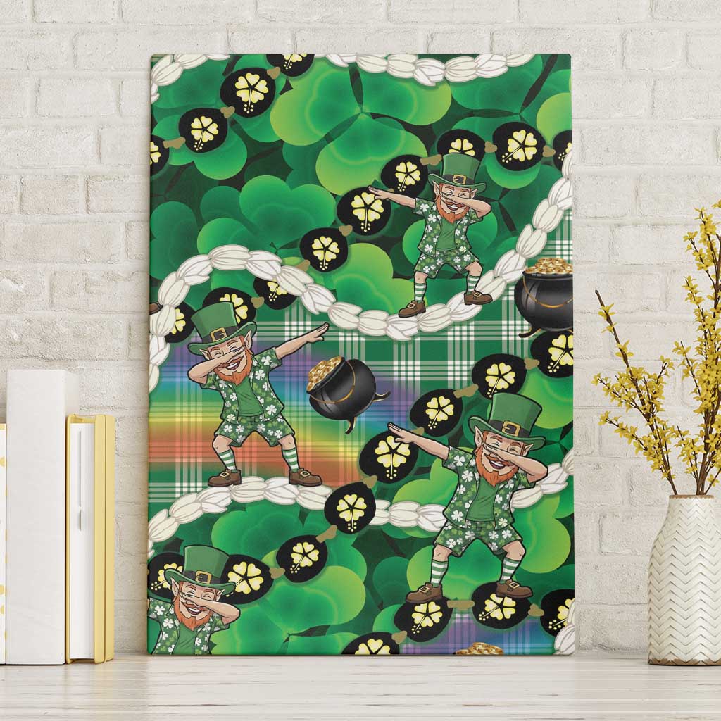 St Patrick's Day Palaka Hawaii Canvas Wall Art Kukui Nut Pikake Lei Shamrock Dabbing Leprechaun LT14 Without Frame Green - Polynesian Pride