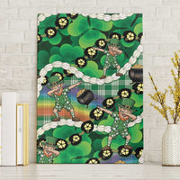 St Patrick's Day Palaka Hawaii Canvas Wall Art Kukui Nut Pikake Lei Shamrock Dabbing Leprechaun LT14 Without Frame Green - Polynesian Pride