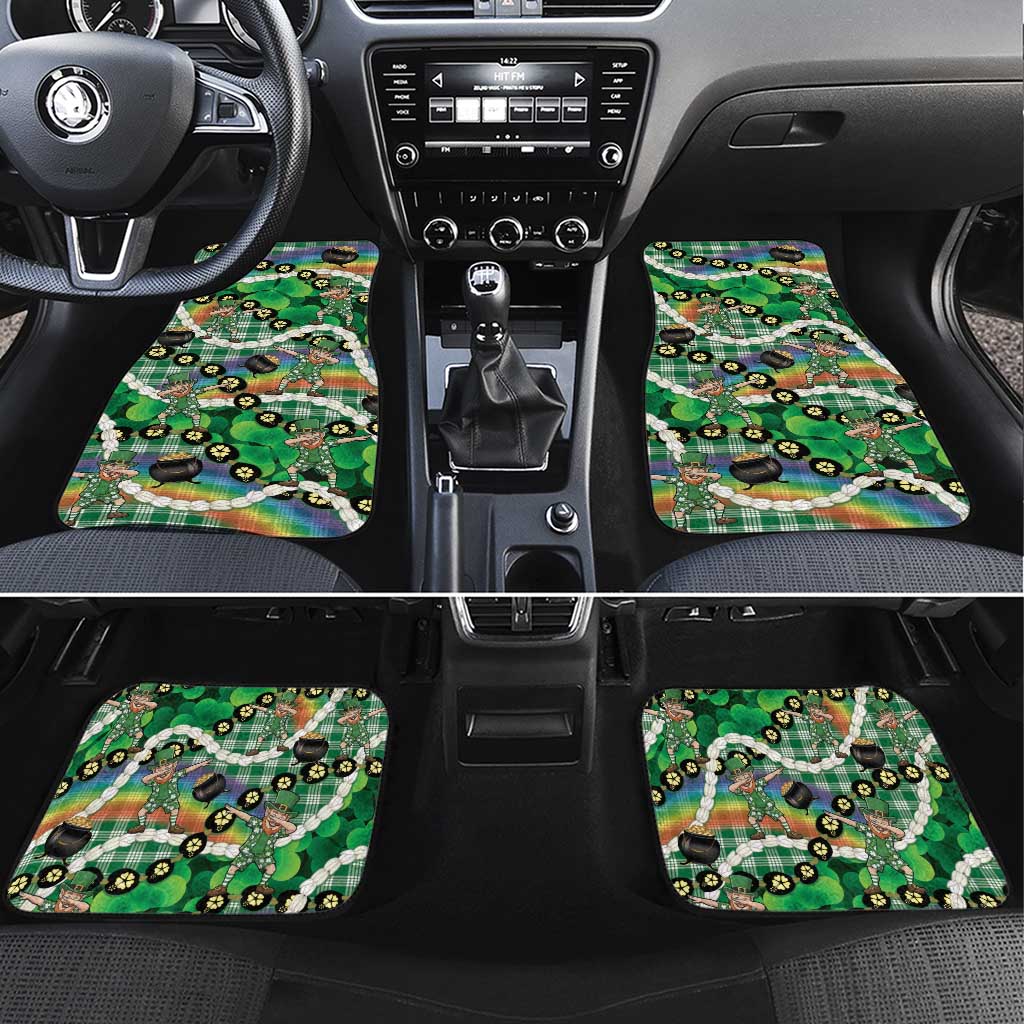 St Patrick's Day Palaka Hawaii Car Mats Kukui Nut Pikake Lei Shamrock Dabbing Leprechaun LT14 Set 4pcs Green - Polynesian Pride
