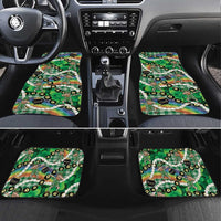 St Patrick's Day Palaka Hawaii Car Mats Kukui Nut Pikake Lei Shamrock Dabbing Leprechaun LT14 Set 4pcs Green - Polynesian Pride