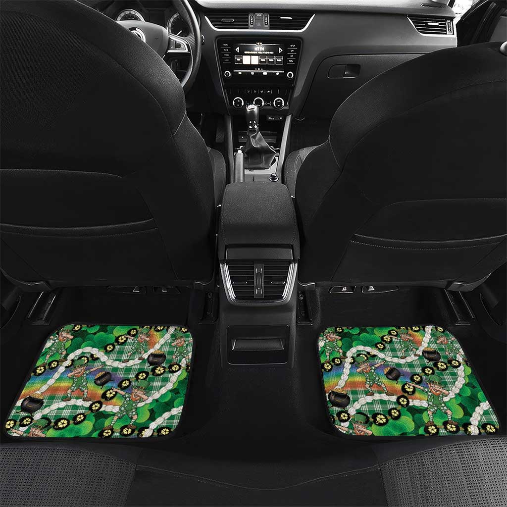 St Patrick's Day Palaka Hawaii Car Mats Kukui Nut Pikake Lei Shamrock Dabbing Leprechaun LT14 Set 2pcs - Back Green - Polynesian Pride