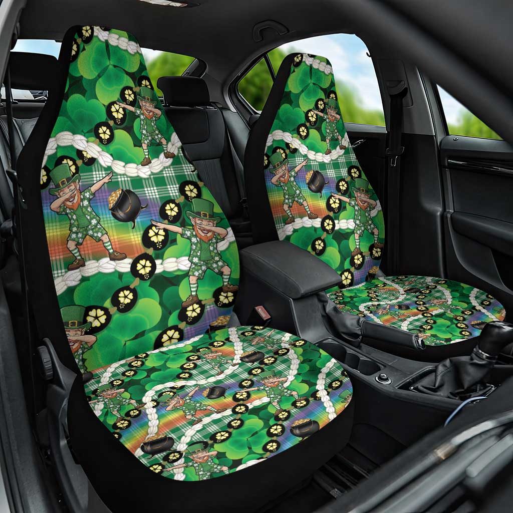St Patrick's Day Palaka Hawaii Car Seat Cover Kukui Nut Pikake Lei Shamrock Dabbing Leprechaun LT14 One Size Green - Polynesian Pride