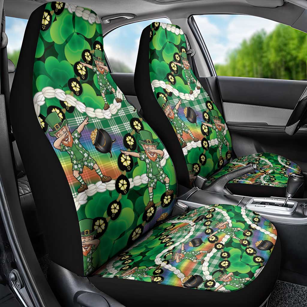 St Patrick's Day Palaka Hawaii Car Seat Cover Kukui Nut Pikake Lei Shamrock Dabbing Leprechaun LT14 - Polynesian Pride