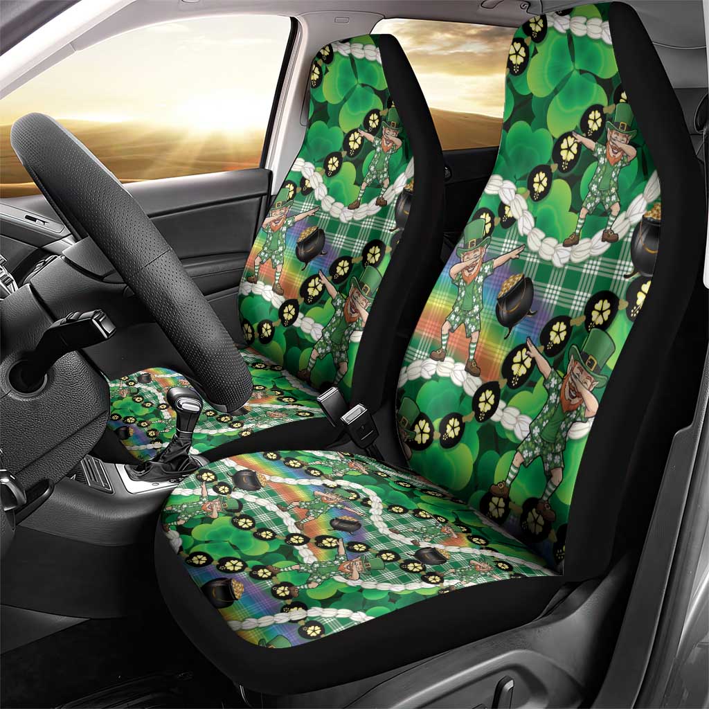 St Patrick's Day Palaka Hawaii Car Seat Cover Kukui Nut Pikake Lei Shamrock Dabbing Leprechaun LT14 - Polynesian Pride