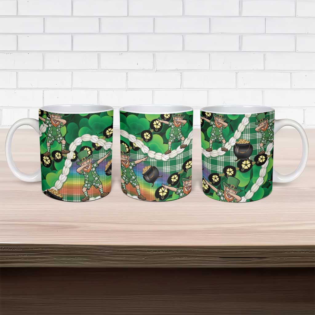 St Patrick's Day Palaka Hawaii Ceramic Mug Kukui Nut Pikake Lei Shamrock Dabbing Leprechaun LT14 - Polynesian Pride