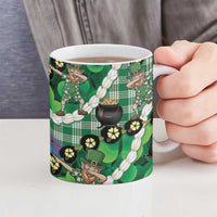 St Patrick's Day Palaka Hawaii Ceramic Mug Kukui Nut Pikake Lei Shamrock Dabbing Leprechaun LT14 - Polynesian Pride
