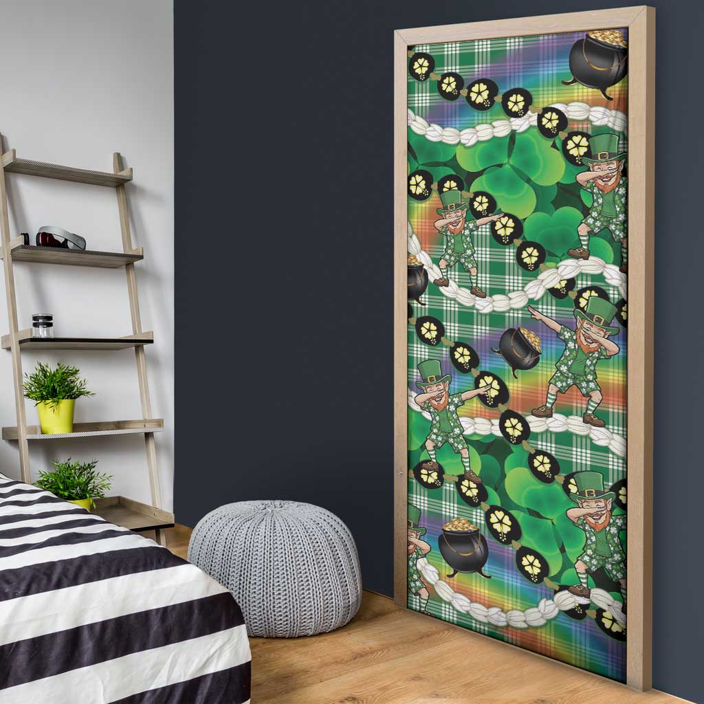 St Patrick's Day Palaka Hawaii Door Cover Kukui Nut Pikake Lei Shamrock Dabbing Leprechaun LT14 - Polynesian Pride